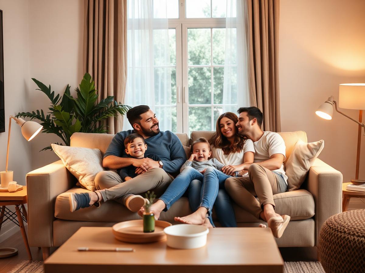 Family relaxing in a comfortable Sioux Falls home